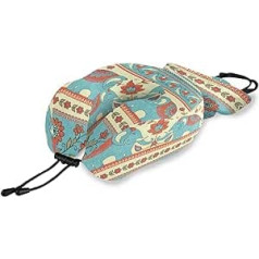 QMIN Travel Pillow Tribal Elephant Animal Flower Atmiņas putas kakla spilvena balsts U-veida spilvens Ergonomisks kakla spilvena ceļojumu komplekts tālsatiksmes lidmašīnām ar automašīnu vilcienu