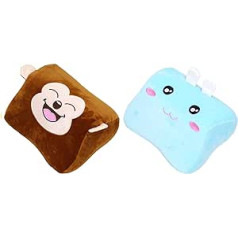 Pack of 2 Neck Pads Ergonomic Pillow Car Cushion Headrest Pillow Back Support Travel Pillow Cute Brown and Blue