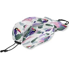 QMIN Travel Pillow Tropical Palm Leaves Toukāns Ananāss Atmiņas putas kakla spilvena balsts U formas spilvens Ergonomisks kakla spilvena ceļojumu komplekts tālsatiksmes lidmašīnu automašīnas vilcienam