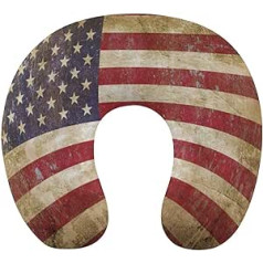 Oudrspo Old Grunge USA Flag Neck Pillow for Sleeping, U Shaped Travel Pillow, Neck Support Pillow, Airplane Pillow for Home and Office