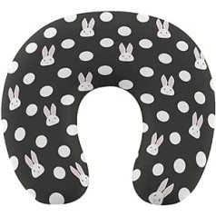 Oudrspo Cute White Rabbit Polka Dot kakla spilvens gulēšanai U formas ceļojumu spilvens kakla atbalsta spilvens Lidmašīnas spilvens mājas birojam