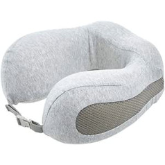 SMSOM Travel Pillow Best Neck Aeroplane Support Pillow Memory Foam Pillow Comfortable Breathable Car U Shape Head Pillow Bag Easy to Carry (Grey)