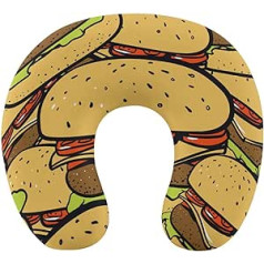 TRoki Funny Burger Shaped U Neck Pillow: Cuddly Memory Foam Headrest for Travel, Home and Office