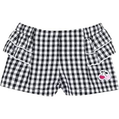 Chicco, Kurze karierte Shorts für Mädchen, Schwarz und Weiß