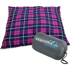 Skandika Dundee Sleepyhead Pillow, Outdoor Camping Pillow, Soft Flannel Cushion Cover, with Filling, 45 x 40 cm Large, Packsack, Travel Pillow, Trekking, Hiking, Sleeping Bag