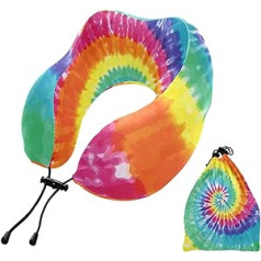 YOUJUNER Travel Pillow Rainbow Tie Dye Memory Foam Neck Pillow Support Pillow Neck Pillow