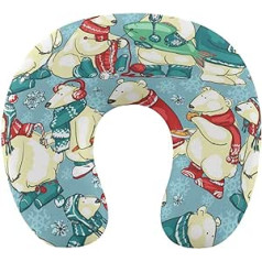 Winter Bears Travel Pillow Pārnēsājams kakla spilvens U formas spilvena automašīnas galvas balsts sievietēm vīriešiem