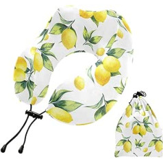 MCHIVER Lemons Neck Pillow Atmiņas putu ceļojumu spilvens ar uzglabāšanas maisiņu Mīksts galvas kakla atbalsta spilvens automašīnai Mājas biroja ceļojumiem Lidojuma ceļojumu pamati