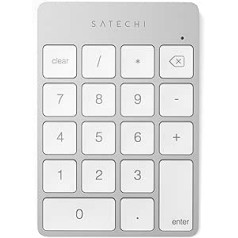 SATECHI Slim alumīnija Bluetooth bezvadu 18 tasten Tastaturerweiterung — Für MacBook Pro, MacBook Air, Mac Mini, iMac, iMac Pro, iPad, iPhone un mehr (silber)