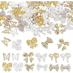 Superfindings Pack of 72 12 Styles Sheets Nail Art Decoration 3D Butterfly Alloy Rhinestone Nail Charms Bowknot Nail Art Decoration for Nails Mobile Phone Charm DIY Craft Accessories