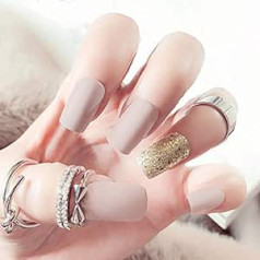Sethain матовые накладные ногти с коротким пространством и блестками, полное покрытие, арт-дизайн, акрил, 24 шт., накладные ногти для женщин и де