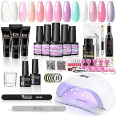 Coscelia Gel Nails Set UV Nail Polish Set with 80 W UV/LED Nail Lamp, 3 Colour Nail Extension Gel and Electric Nail Cutter for UV Nail Design Gel Nails Nail Set