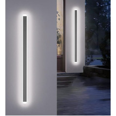 Klighten LED garas āra sienas lampas, tumši pelēks sienas apgaismojums iekštelpās, IP54 āra lampas Villa, āra sienas lampas no dzelzs akrila, āra sienas lampas dārziem/terasei, auksti balta 6000 K, 150 cm/45 W