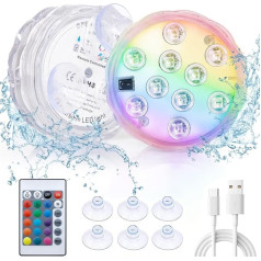 auvstar LED Pool Lighting Underwater Pool Light Rechargeable Underwater Light Colourful LED Diving Lights for Bathtub Rechargeable Colour Changing Whirlpool Lights Underwater (Style B, Pack of 2)