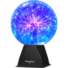 Theefun 20cm Magische Plasmakugel, Leucht Ball Elektrostatische Kugel Berührungsempfindliche Blitzkugel, Blinkende Pädagogisches Spielzeug Physik Blitzlicht Plasmalampe SphäreLichteffekte, Blau