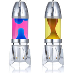 Mathmos Fireflow R1 Lava Lamps Pair with Tea Light - Chrome (Pink/Blue & Yellow/Orange)