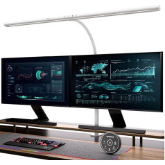 EYOCEAN LED galda lampas ar žestu vadību un tālvadības pulti, 24 W 80 cm piestiprināmā galda lampa, aptumšojama, regulējamas krāsas temperatūras monitora lampa, dienas gaismas lampa mājas birojam, balta krāsa