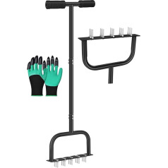 Rasenbelüfter Spike Manuelle Spikes Aerifizierer für Rasen Gras Belüftung Aerating Tool mit 15 Spikes T-Griff vormontiert Gras Belüfter Werkzeuge für Hof, Rasen Belüftung, Garten Werkzeug