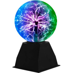 Plazmas bumba 15 cm Magic Sphere Ball Light Touch and Sound Sensitive Plasma Ball Light Electrostatic Flash Ball Three-Colour Light Izglītojoša rotaļlieta fizika