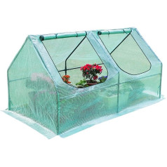 Yorbay Foil Greenhouse Cold Frame Greenhouse for Tomatoes Vegetables Plants with UV Resistant Mesh Film and Window for Garden Cultivation, Apex Roof, Low, Green, 120 x 60 x 60 cm (L x W x H)