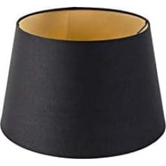 QAZQA Modern Cotton Lampshade Black 32I25I18 with Gold I Brass Interior, Shade Pendant Light, Shade Floor Lamp