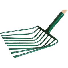 Agrohit Stone Fork with 9 Prongs, Steel Working, Wire Fork with 100 cm Long T-Handle, Coal Fork, Potato Fork, Pitchfork, Mung Fork, Working Dimensions: 26.5 cm x 36 cm, Green