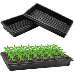 10 gabali 20 x 10 collas augu pavairošanas paplātes ar drenāžas caurumiem - melni stādi Plug Tray Hydroponics Plastmasas konteiners Sēklu starteris bez caurumiem Microgreens ziedu dīgstiem