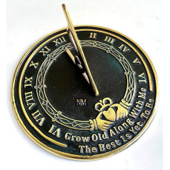 Dārza saules pulkstenis Grow Old with Me - The Best is Yet, to be (Brass Finish), unikāla kāzu dāvanu ideja īpašam pārim, lieliska kāzu dāvana līgavai un līgavainim