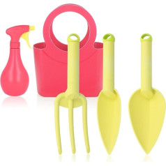 com-four® Набор садовых инструментов из 5 предметов - цветочная лопата, совок для растений, вилка для цветов, бутылка для опрыскивания и сумка д
