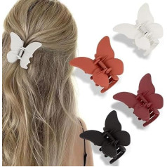 Pack of 4 Butterfly Hair Accessories, Butterfly Hair Clips for Women, Girls, Small Non-Slip Butterfly Hair Clip for Thick Hair, Matte Cute Hair Clips (Colour 2)