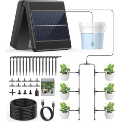 Automatisches Solar-Tropfbewässerungssystem, nicht fester Timing-Modus, Wesapor solarbetriebenes Gartenbewässerungssystem, automatisches einfaches DIY-Bewässerungsgerät, unterstützt 15 Töpfe Pflanzen