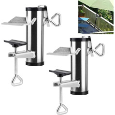 efuturetime 2 x Parasol Stand Balcony Railing Parasol Holder Diameter 25-38 mm Parasol Balcony Bracket Adjustable for Maximum Thickness 5 cm Space-Saving Umbrella Holder