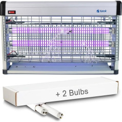 Yatek UV kukaiņu iznīcinātājs, elektriskā moskītu lamatas ar magnētisko transformatoru ilgākam kalpošanas laikam, ietver 150 m2 ar 30 W jaudu (2 x 15 W), ar 2 caurulēm ar 15 W Dāvana