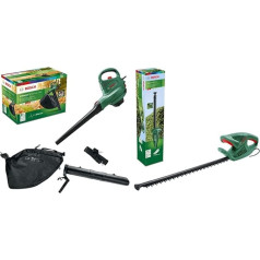 Bosch Home and Garden UniversalGardenTidy 2300 Electric Leaf Vacuum Cleaner/Leaf Blower (2300 W, Collection Bag 45 L) & Bosch EasyHedgeCut 45 Electric Hedge Trimmer (420 W, Blade Length 45 cm, in Box)