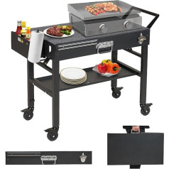 Ikgadējais Tragbarer Outdoor-Grillwagen, Edelstahl, klappbarer Grillwagen mit Rädern, solīds un stabils, 78,7 x 43,2 cm, lielākais Grillwagen für Blackstone Grillplatte 43,2 cm / 55,9 cm, Ninja Grill