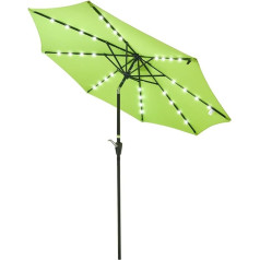 LiJJi 9ft 8 Ribs Patio Umbrella Solar Powered 32 LED Crank and Tilt Outdoor Sun Shade, Easy Carry and Storage Patio Umbrella