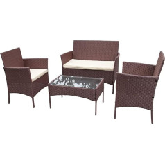 bigzzia Terrassenmöbel-Set, 4-teiliges Gartenset, für drinnen und draußen, Rattan-Stuhl, Weidensofa für Garten, Hinterhof, Balkon, Veranda, Pool (braun)