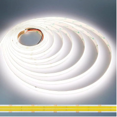 JOYLIT COB LED lente 24 V 5 m Double Row 5000 K White 960LEDs/M CRI 95+, CE UL PRO+ 3200 LM/M Ultra Bright 125 W Dimmable Self-Adhesive Light Strip Lighting Purposes (tikai LED lentes)