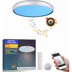 50 cm 48 W 48 W Starry Sky WiFi Music LED griestu gaisma, saderīga ar Amazon Alexa Google Home Griestu lampa ar Bluetooth skaļruni, RGB krāsu maiņu un tālvadības pulti, ar iespēju aptumšot, guļamistabām