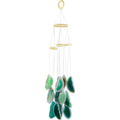 KYEYYGWO Zaļā agāta diski Geode Wind Chime Sun Catcher Crystal Stone Chime mākslas darbs mājas dārza dekorēšanai 50-60 cm