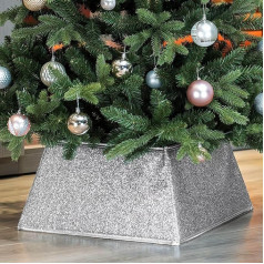 HarcoHome Iridescent Christmas Tree Collar, 60cm D Crytal Christmas Tree Skirt, salokāms Ziemassvētku eglīšu gredzens, roku darbs Ziemassvētku eglīšu statīva pamatnes vāks Ziemassvētku eglīšu dekorēšanai (sudraba krāsā,