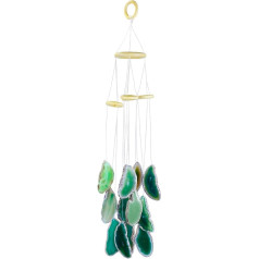 Nupuyai Green Agate šķēles Wind Chime Garden Home Decor Crystal Stone Hanging Ornament Wind Bell for Indoor Outdoor 58cm