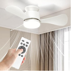 ORTHLAND Deckenventilator mit Beleuchtung und Fernbedienung, 71cm Deckenventilator mit Licht Leise, Umkehrbaren DC Motor, 3 Flügeln Deckenleuchte mit Ventilator Klein für Schlafzimmer Wohnzimmer