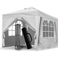 SANHENG Pop Up lapene, Pop Up telts ar atsvariem, pilnībā ūdensnecaurlaidīga, visu laika apstākļu lapene, ideāli piemērota āra svinībām, kempingam (3 x 3 m, balta)