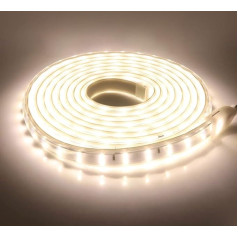 Wisada divrindu LED lente 15 m, 220 V SMD 2835 120LEDs/m Super spilgta elastīga lente, saliekama griezta iekštelpu LED gaismas lente, neitrāli balta LED lente ar slēdža spraudni guļamistabai, skapim