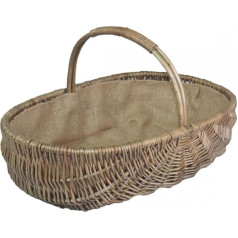 Antique Wash Lined Wicker Garden Trug Basket, s