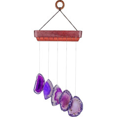 KYEYYGWO Violeti agāta diski Geode Wind Chime Sun Catcher Crystal Stone Chime mākslas darbs mājas dārza dekorēšanai 35-50 cm