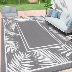 Bsmathom Āra paklājs 8x10ft Ūdensizturīgs patio liels kempinga paklājs RV ārā Reversible Portable Outdoor Camping Trailer Backyard Pool Deck Grey