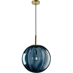 LFsem Blue Glass Globe Pendant Apgaismes ķermeņi 20 cm stikla lodveida piekaramā lampa virtuves salai (zila)