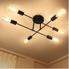 Depuley Modern LED griestu gaisma lustra piekaramais lampa Vintage 6 gaismas metāla lustra lampa dzīvojamā istaba kafejnīca melna (E27 spuldze nav iekļauta)